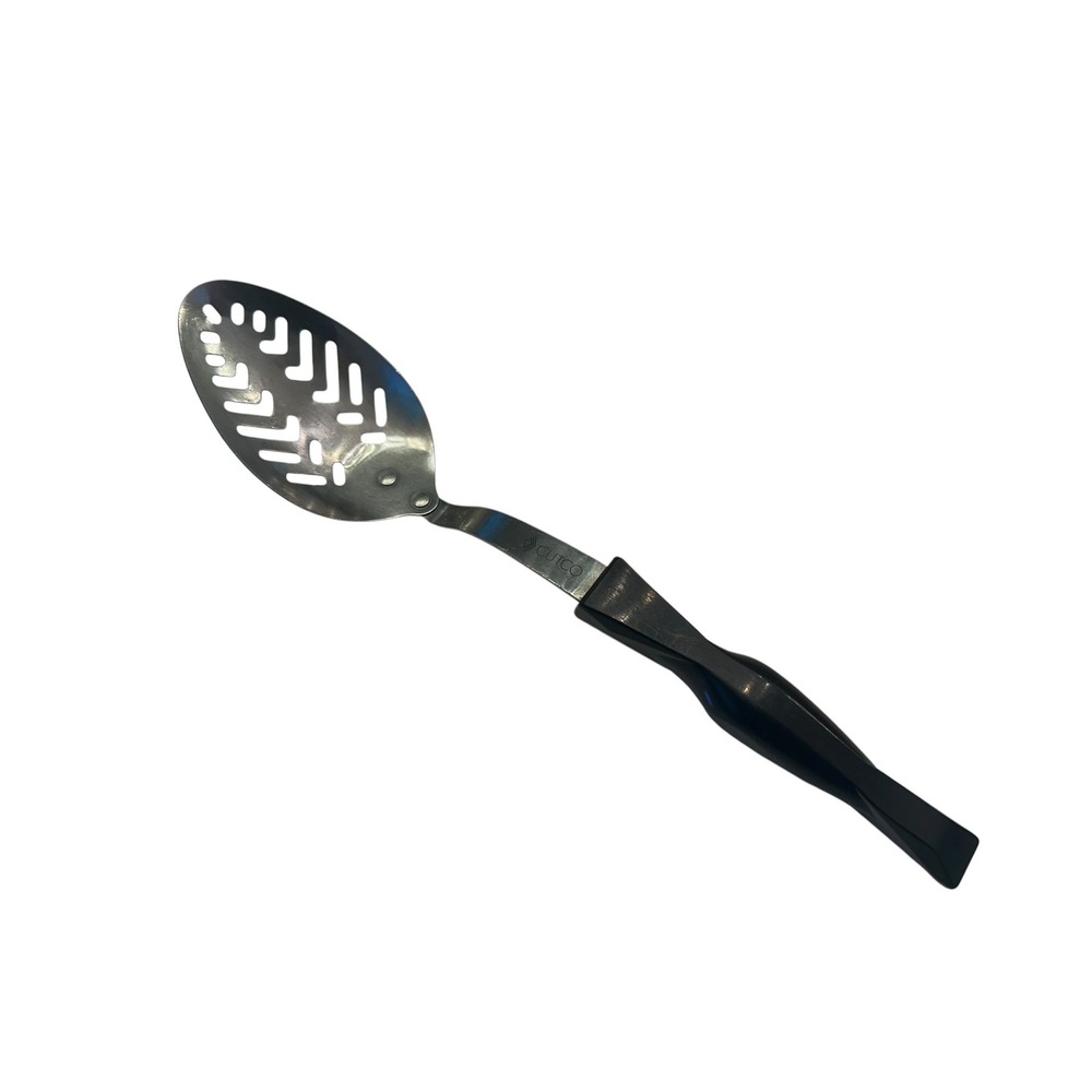 Vintage Cutco Slotted Serving Spoon Black Handle Stainless Steel Kitchen Utensil